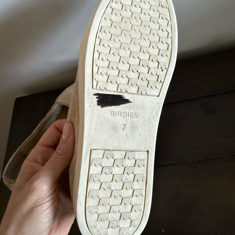 Birdies The Starling Slip On Loafers Cream Corduroy Size 7 Flats - Picture 5 of 5